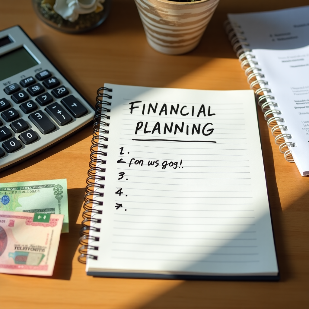 Financial planning process with charts and calculator