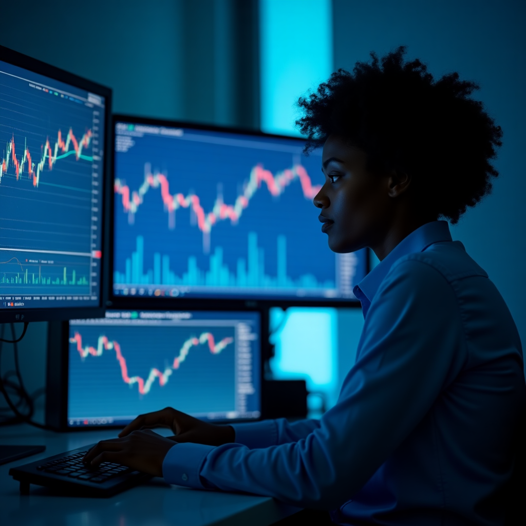 Investor analyzing market trends and data