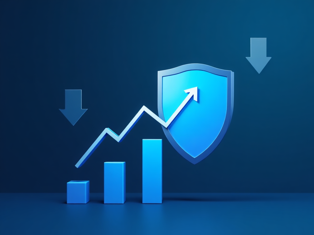 Risk management concept with shield protecting investments